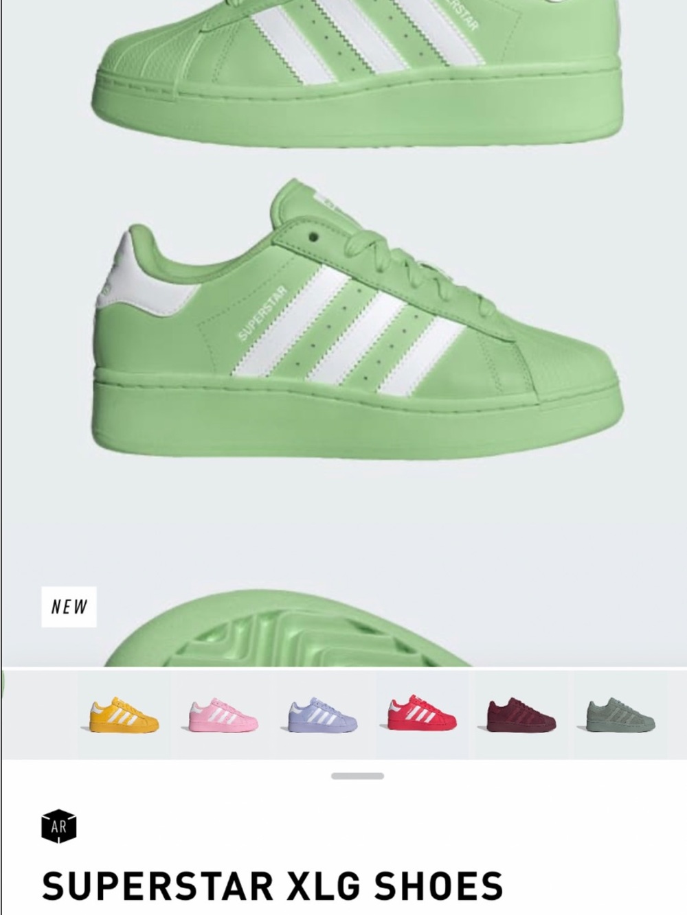 adidas Superstar XLG Shoes - Light Green/White